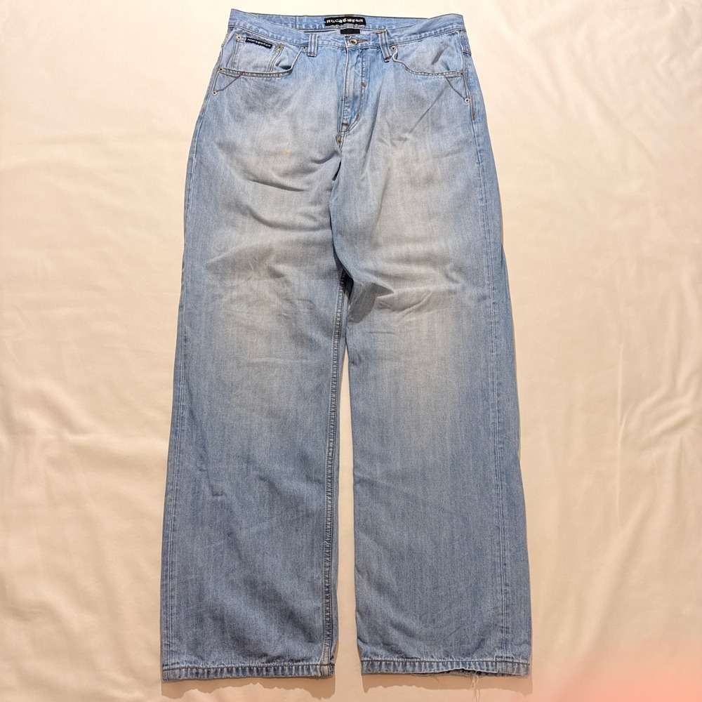 Rocawear Baggy Jeans Men 36 Light Blue Y2K 2000s Wide Leg Denim Streetwear